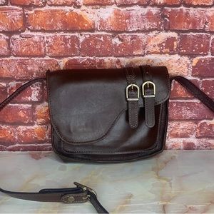 Vintage Letisse Walnut Brown Leather Courier Messenger Crossbody Bag